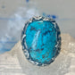 Turquoise ring size 4 pinky leaves floral flowers  art deco Sterling silver women girls