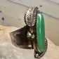 Southwest ring feathers leaves long green stone size 6.25 sterling silver women