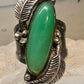 Southwest ring feathers leaves long green stone size 6.25 sterling silver women