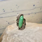 Southwest ring feathers leaves long green stone size 6.25 sterling silver women