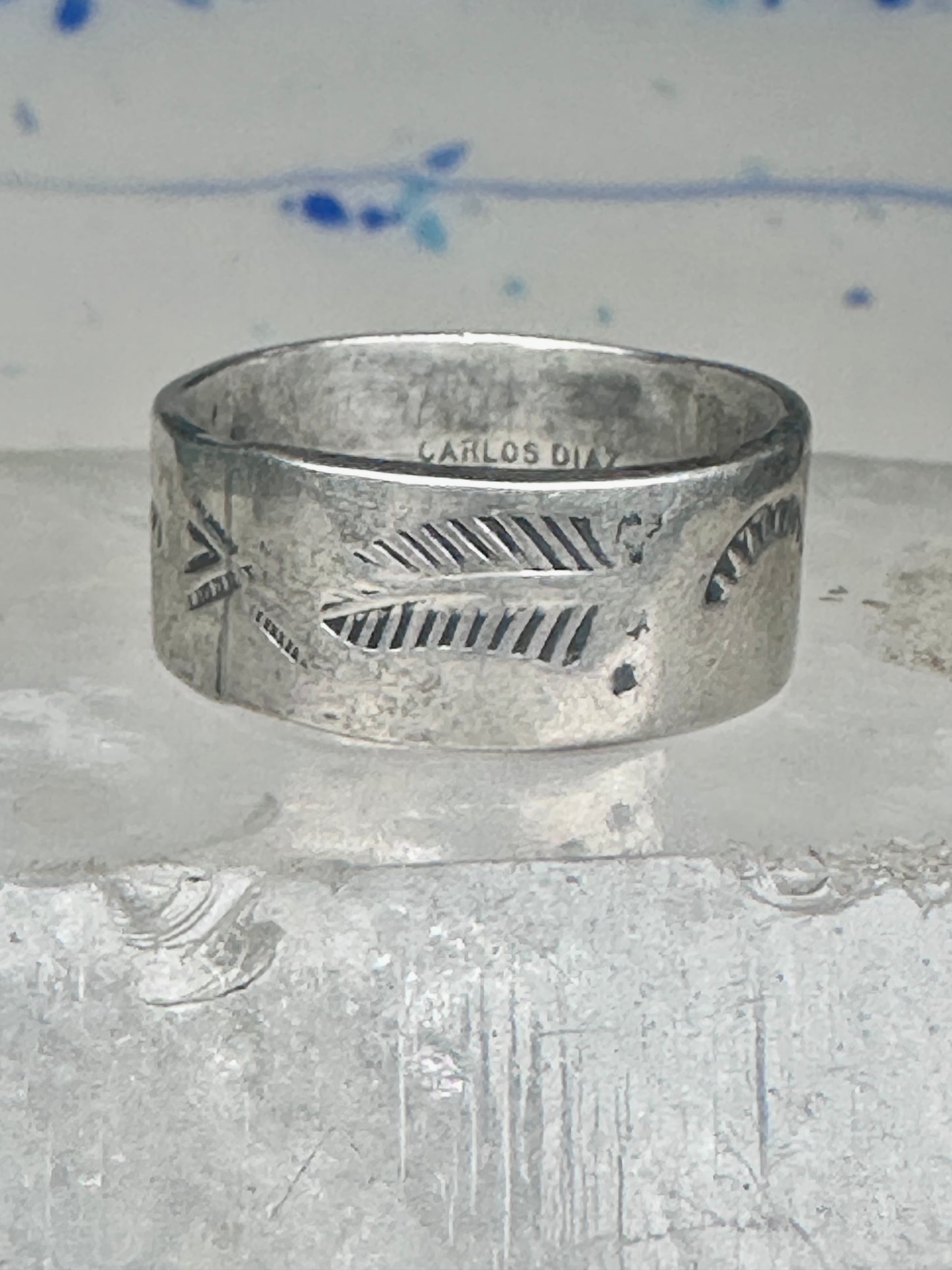 Feather ring wedding band size 11 by Carlos Diaz southwest sterling silver men women