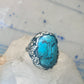 Turquoise ring size 4 pinky leaves floral flowers  art deco Sterling silver women girls