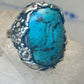 Turquoise ring size 4 pinky leaves floral flowers  art deco Sterling silver women girls
