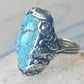 Turquoise ring size 4 pinky leaves floral flowers  art deco Sterling silver women girls