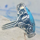 Turquoise ring size 4 pinky leaves floral flowers  art deco Sterling silver women girls