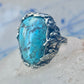 Turquoise ring size 4 pinky leaves floral flowers  art deco Sterling silver women girls