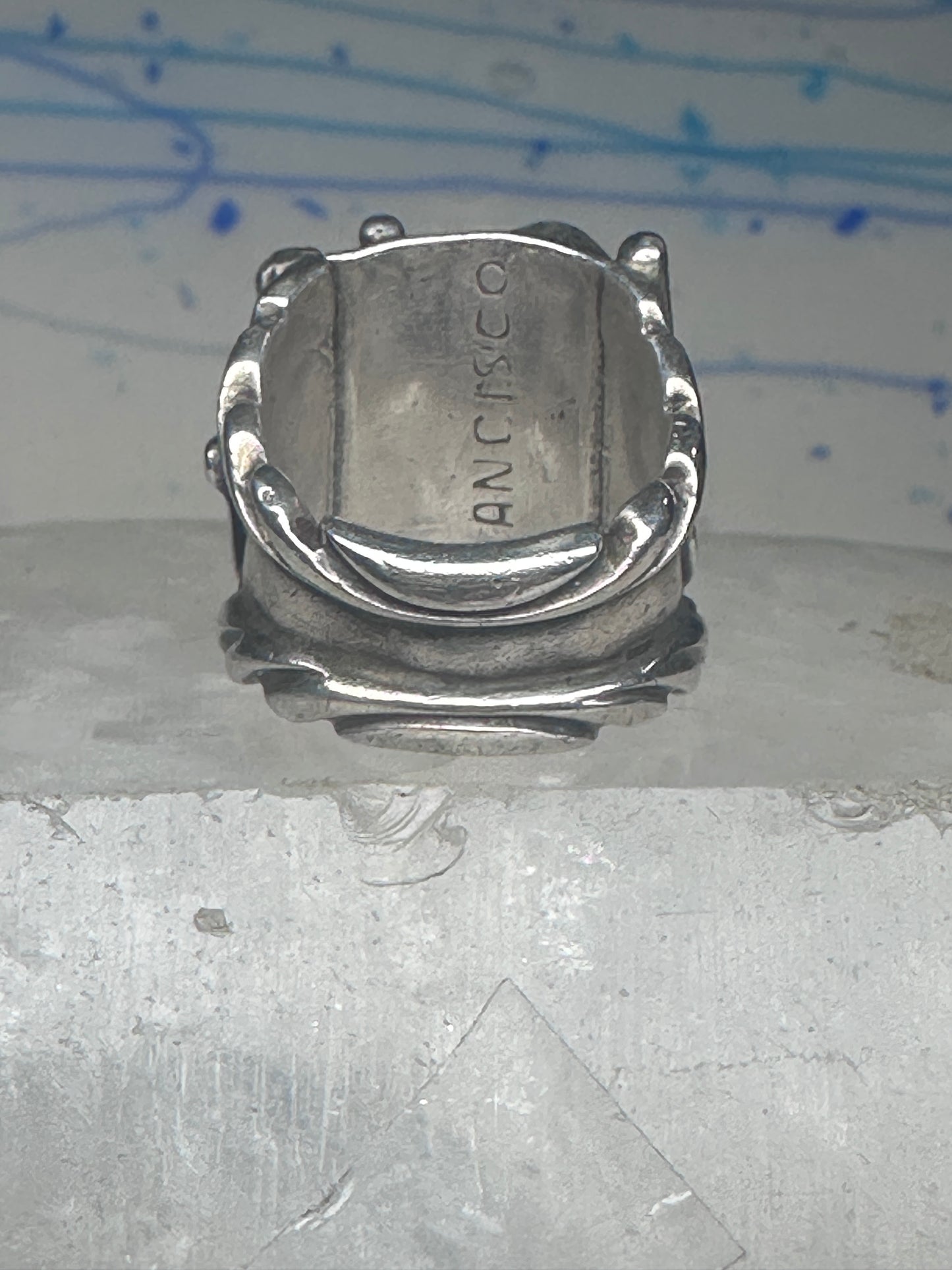Navajo ring Turquoise cigar band Sharon Francisco size 6.2 sterling silver women