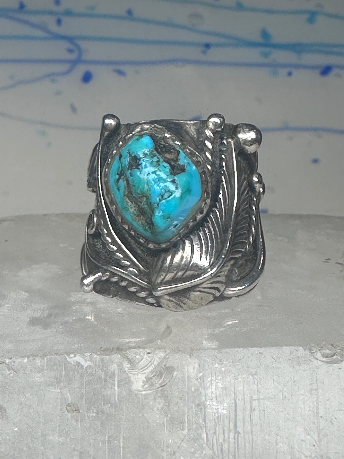 Navajo ring Turquoise cigar band Sharon Francisco size 6.2 sterling silver women