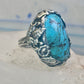 Turquoise ring size 4 pinky leaves floral flowers  art deco Sterling silver women girls