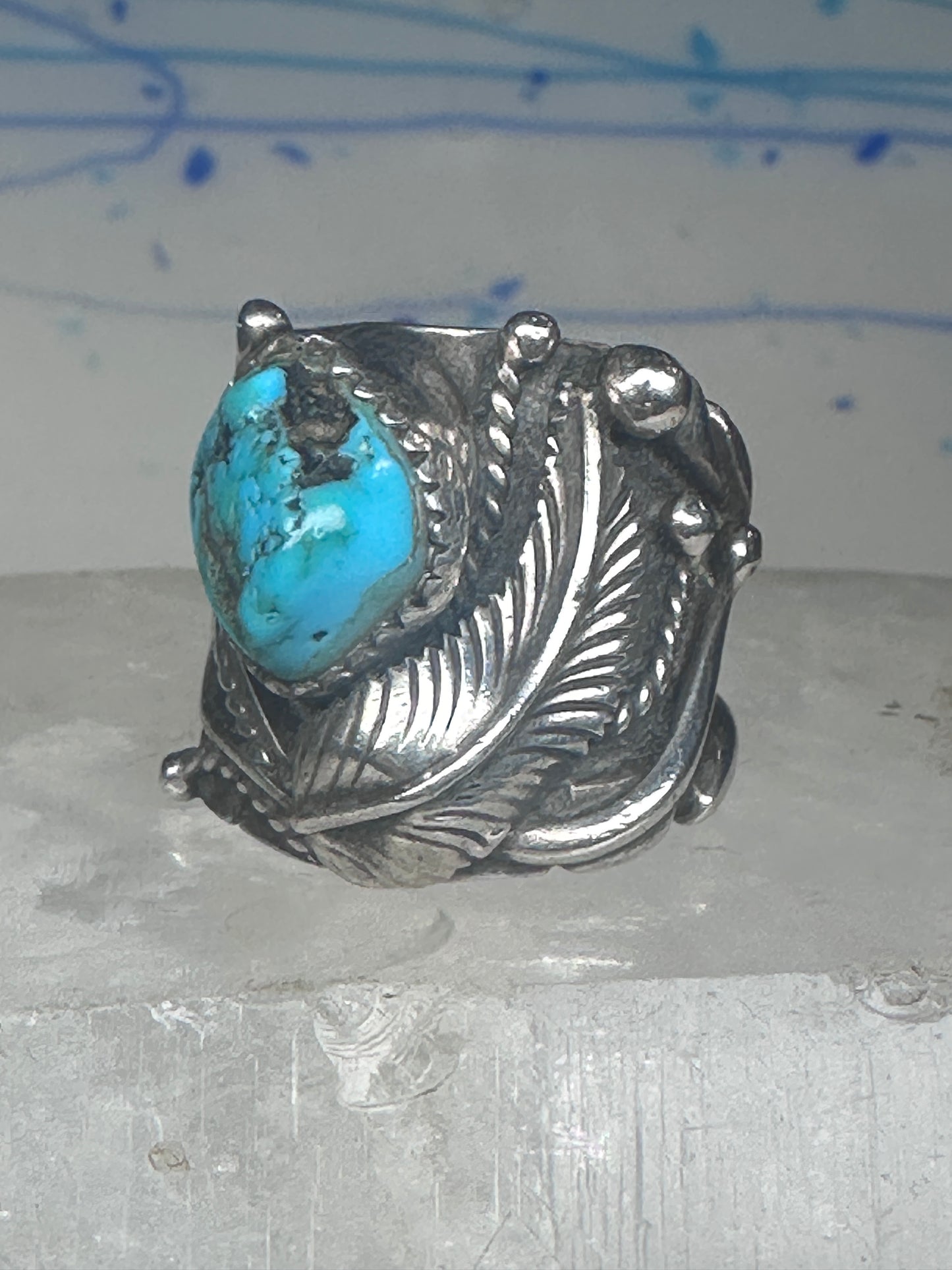 Navajo ring Turquoise cigar band Sharon Francisco size 6.2 sterling silver women