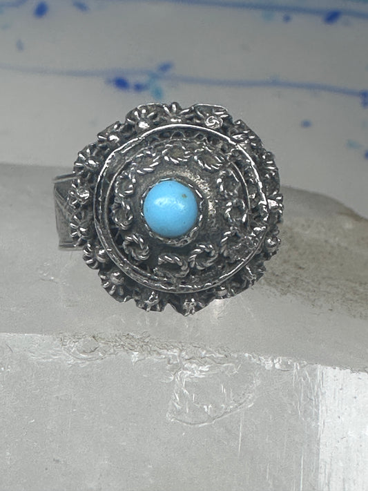 Poison Ring Size 6.7 adj Turquoise BOHO Egyptian images sterling silver