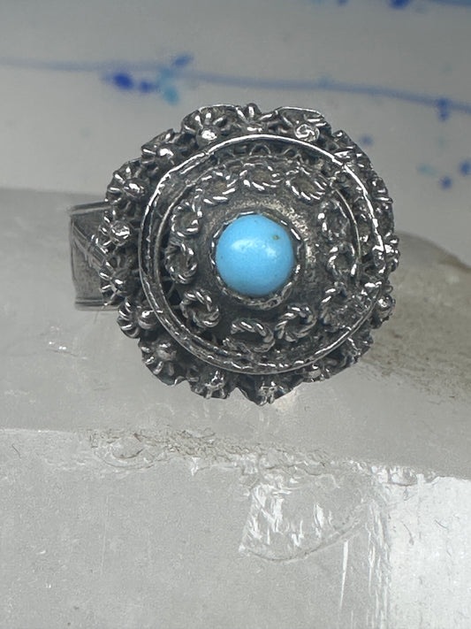 Poison Ring Size 6.7 adj Turquoise BOHO Egyptian images sterling silver
