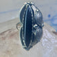 Long Onyx ring Navajo size 9 feathers leaves  Sterling silver women girls