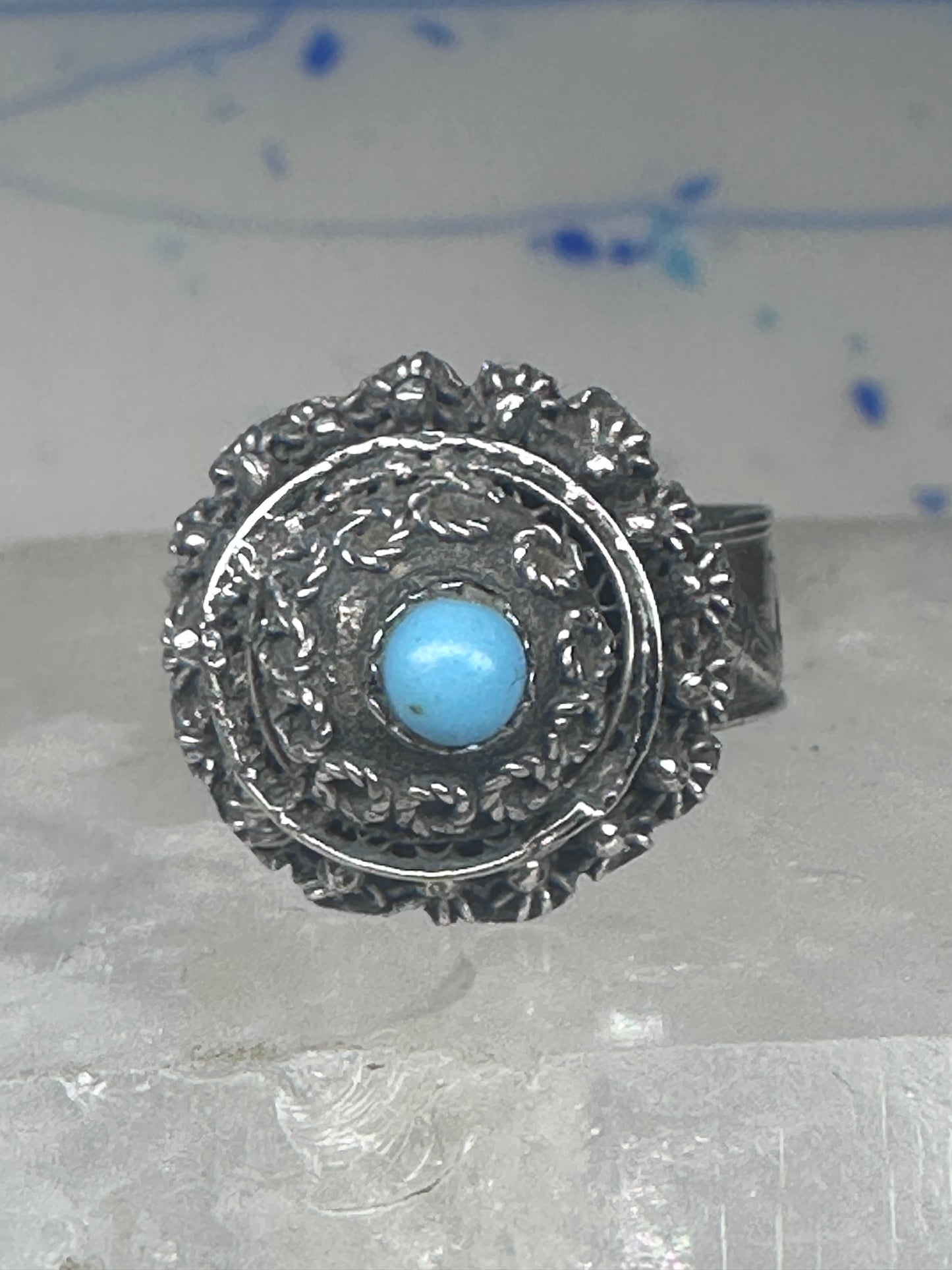 Poison Ring Size 6.7 adj Turquoise BOHO Egyptian images sterling silver