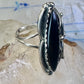 Long Onyx ring Navajo size 9 feathers leaves  Sterling silver women girls