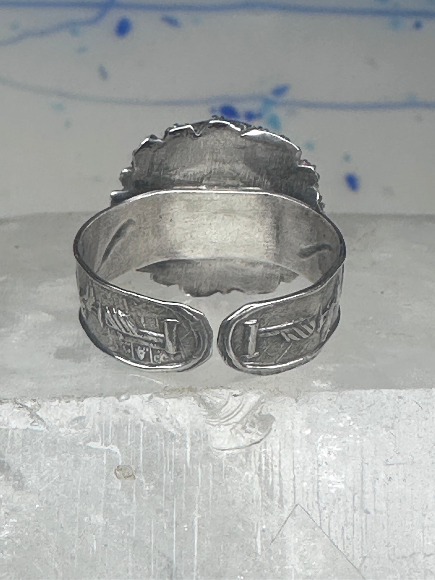 Poison Ring Size 6.7 adj Turquoise BOHO Egyptian images sterling silver