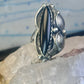 Long Onyx ring Navajo size 9 feathers leaves  Sterling silver women girls