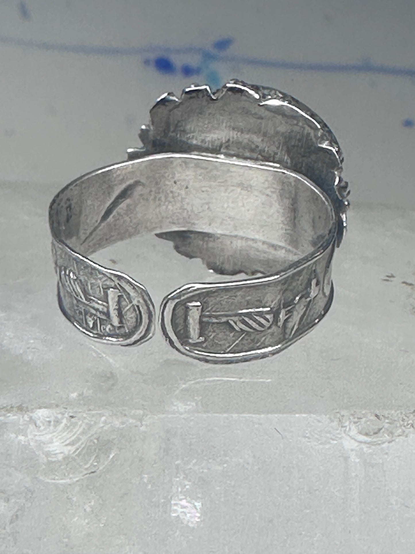 Poison Ring Size 6.7 adj Turquoise BOHO Egyptian images sterling silver