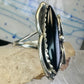 Long Onyx ring Navajo size 9 feathers leaves  Sterling silver women girls