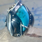 Turquoise ring Navajo size 12.50 feathers claw leaves Sterling silver women men