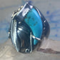 Turquoise ring Navajo size 12.50 feathers claw leaves Sterling silver women men