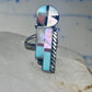 Sun Face Ring Julie O Lahi turquoise mop jet size 7 sterling silver women