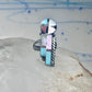 Sun Face Ring Julie O Lahi turquoise mop jet size 7 sterling silver women
