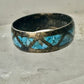 Zuni ring turquoise chips wedding band size 8.25 sterling silver women men