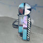 Sun Face Ring Julie O Lahi turquoise mop jet size 7 sterling silver women