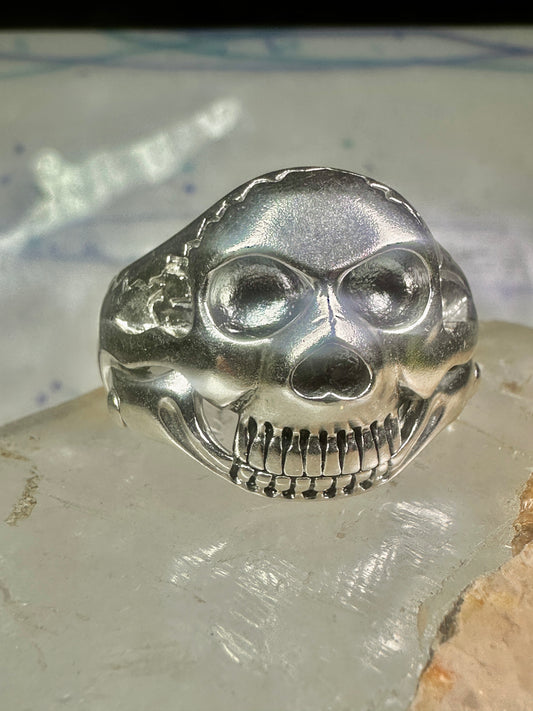 Skull ring size 14 figurative moving jaw sterling silver men