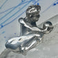 Male Ring figure holding a stone Good Luck size 8.75 sterling silver women