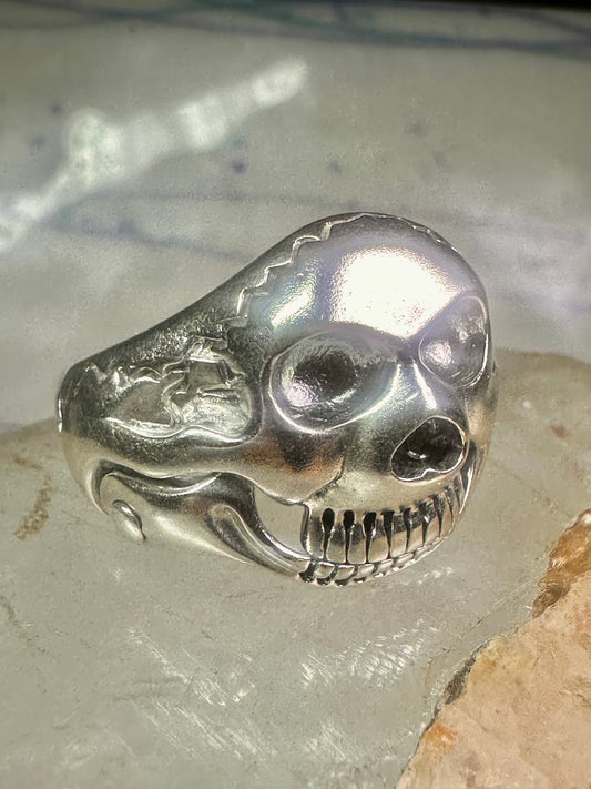 Skull ring size 14 figurative moving jaw sterling silver men