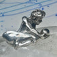 Male Ring figure holding a stone Good Luck size 8.75 sterling silver women