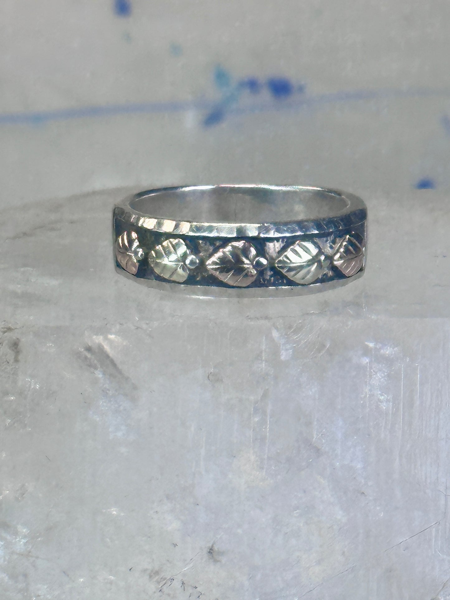 Black Hills Gold ring size 10 leaves floral band Sterling silver women