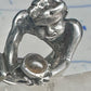 Male Ring figure holding a stone Good Luck size 8.75 sterling silver women