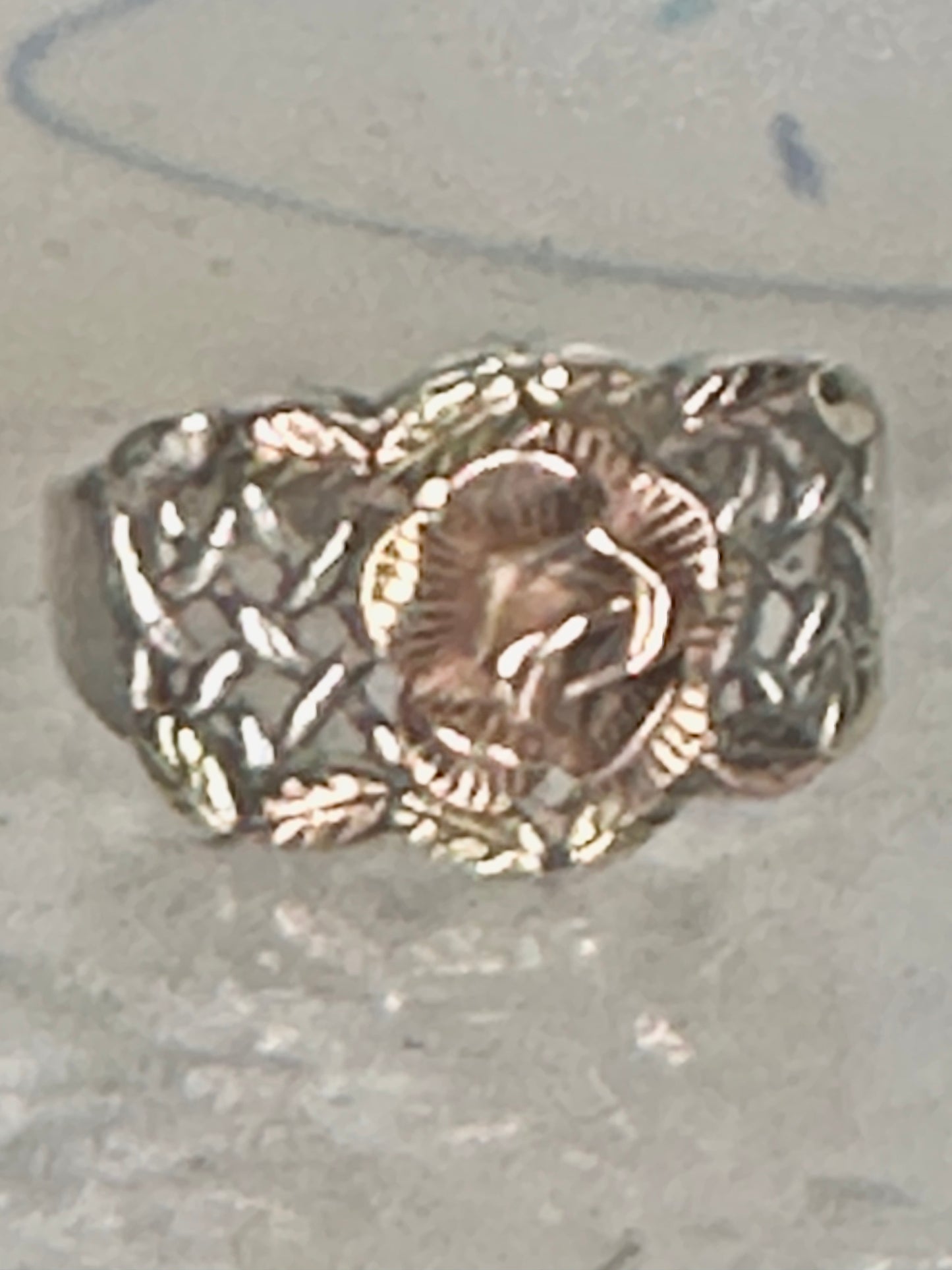 Black Hills Gold ring Rose band Valentine size 7.75 sterling silver women 12K over sterling