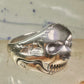 Skull ring size 14 figurative moving jaw sterling silver men
