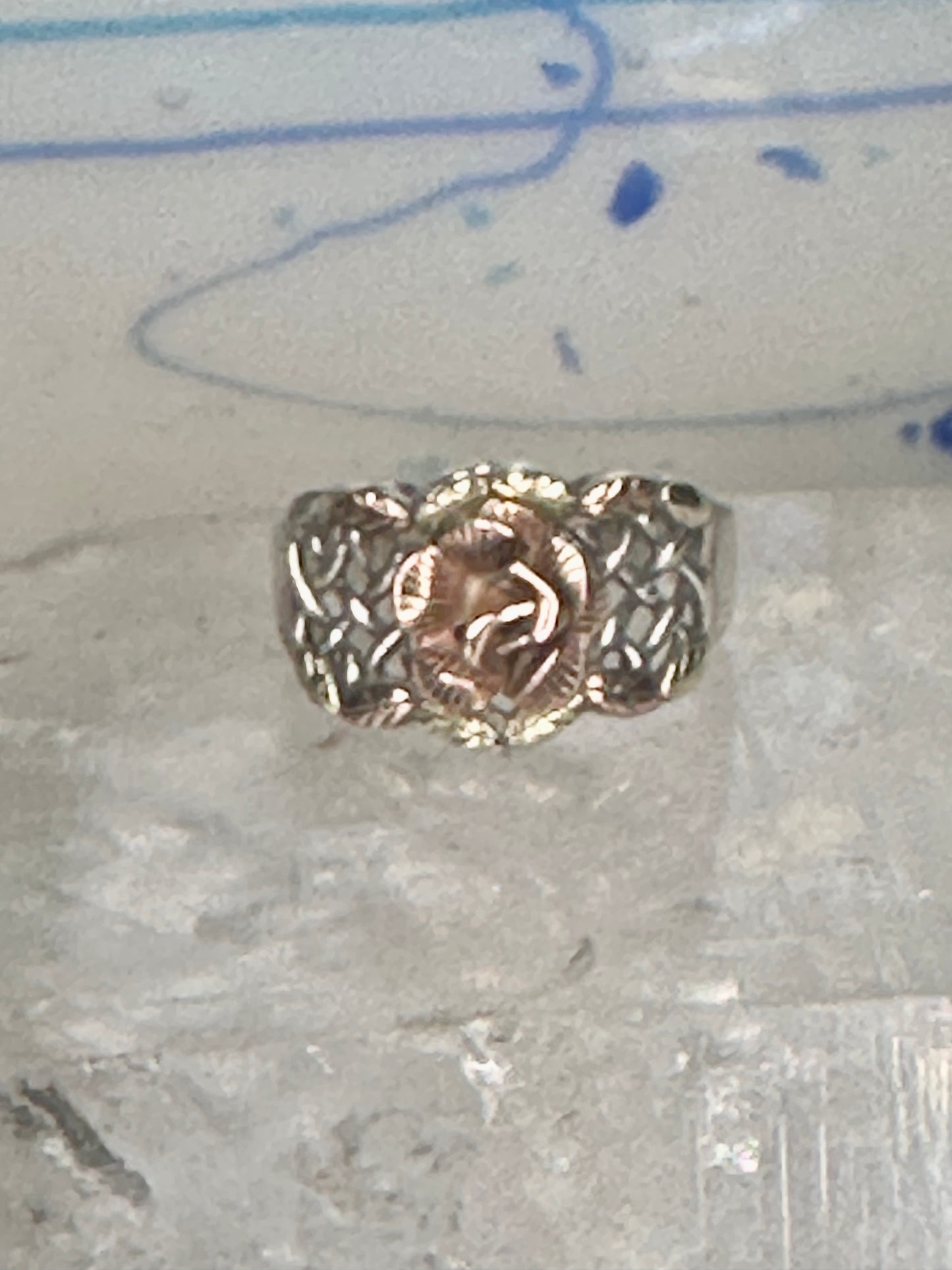 Black Hills Gold ring Rose band Valentine size 7.75 sterling silver women 12K over sterling