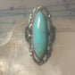 Long Turquoise ring Art Deco Peace size 6.5 sterling silver women girls