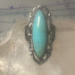 Long Turquoise ring Art Deco Peace size 6.5 sterling silver women girls