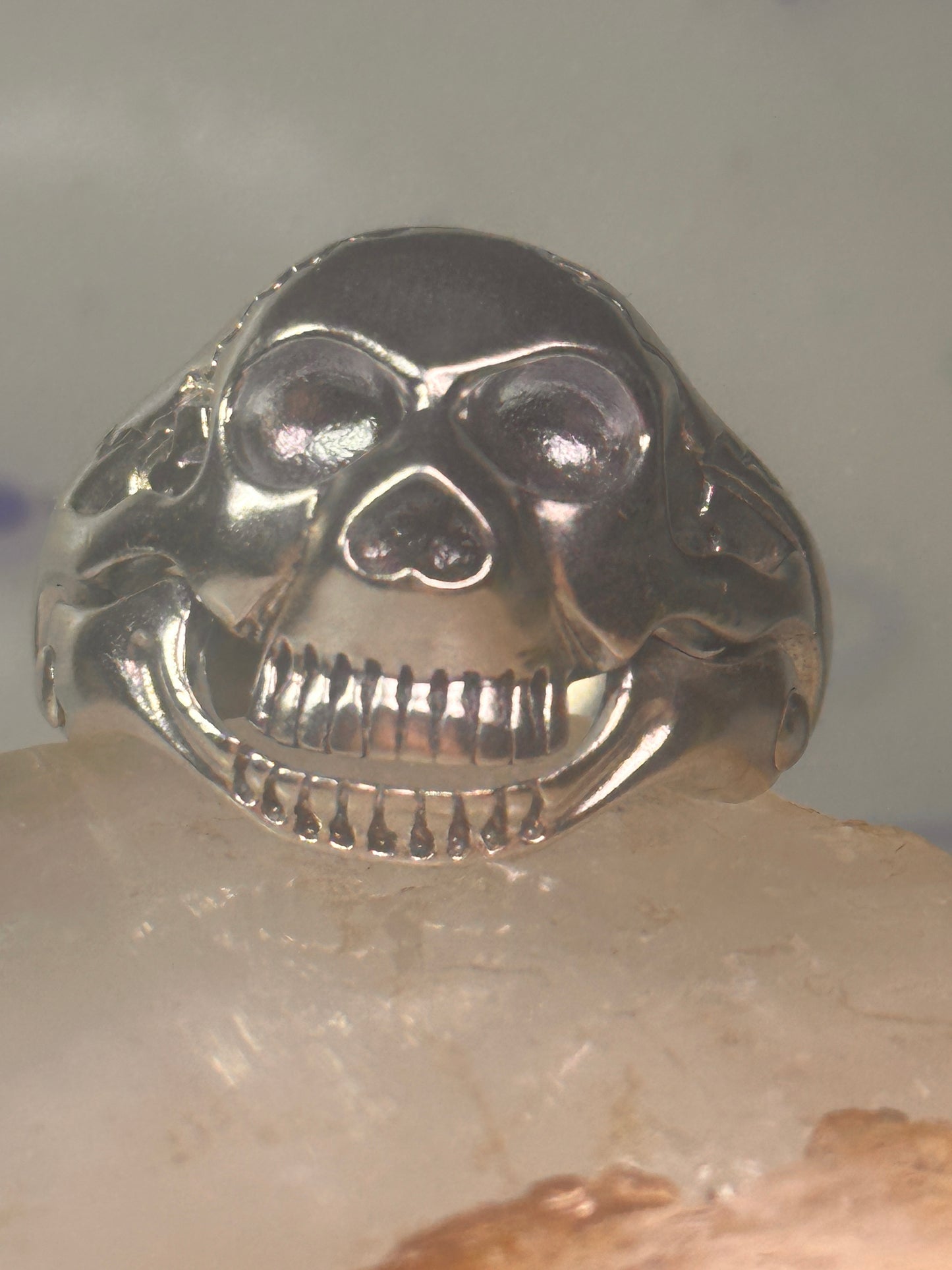 Skull ring size 14 figurative moving jaw sterling silver men