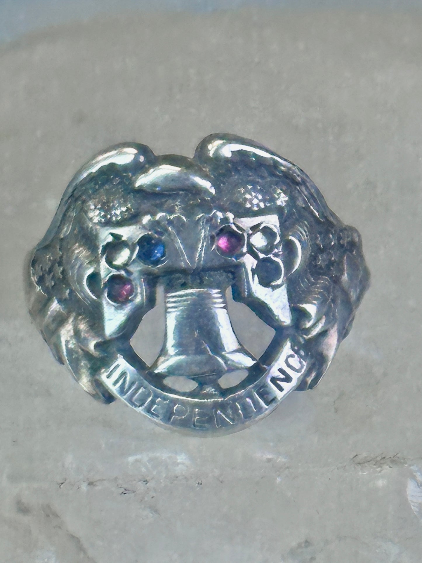 Eagle ring Liberty Bell Independence size 2.5 pinky Sterling silver women AS IS