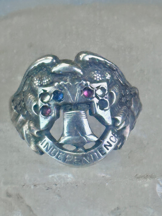 Eagle ring Liberty Bell Independence size 2.5 pinky Sterling silver women AS IS