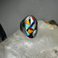Turquoise ring spiny oyster lapis inlay southwest  size 10 sterling silver women  men