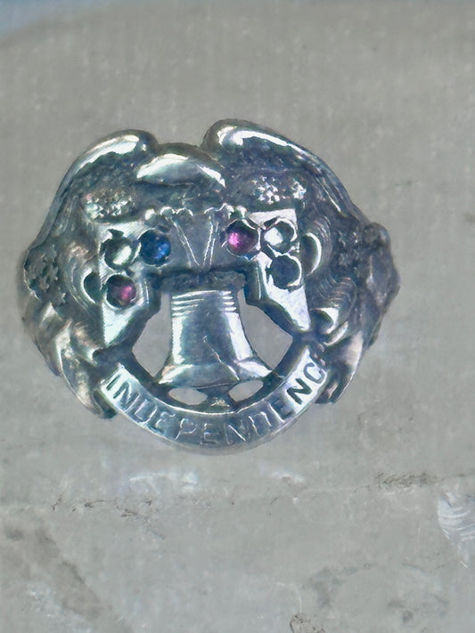Eagle ring Liberty Bell Independence size 2.5 pinky Sterling silver women AS IS