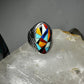 Turquoise ring spiny oyster lapis inlay southwest  size 10 sterling silver women  men