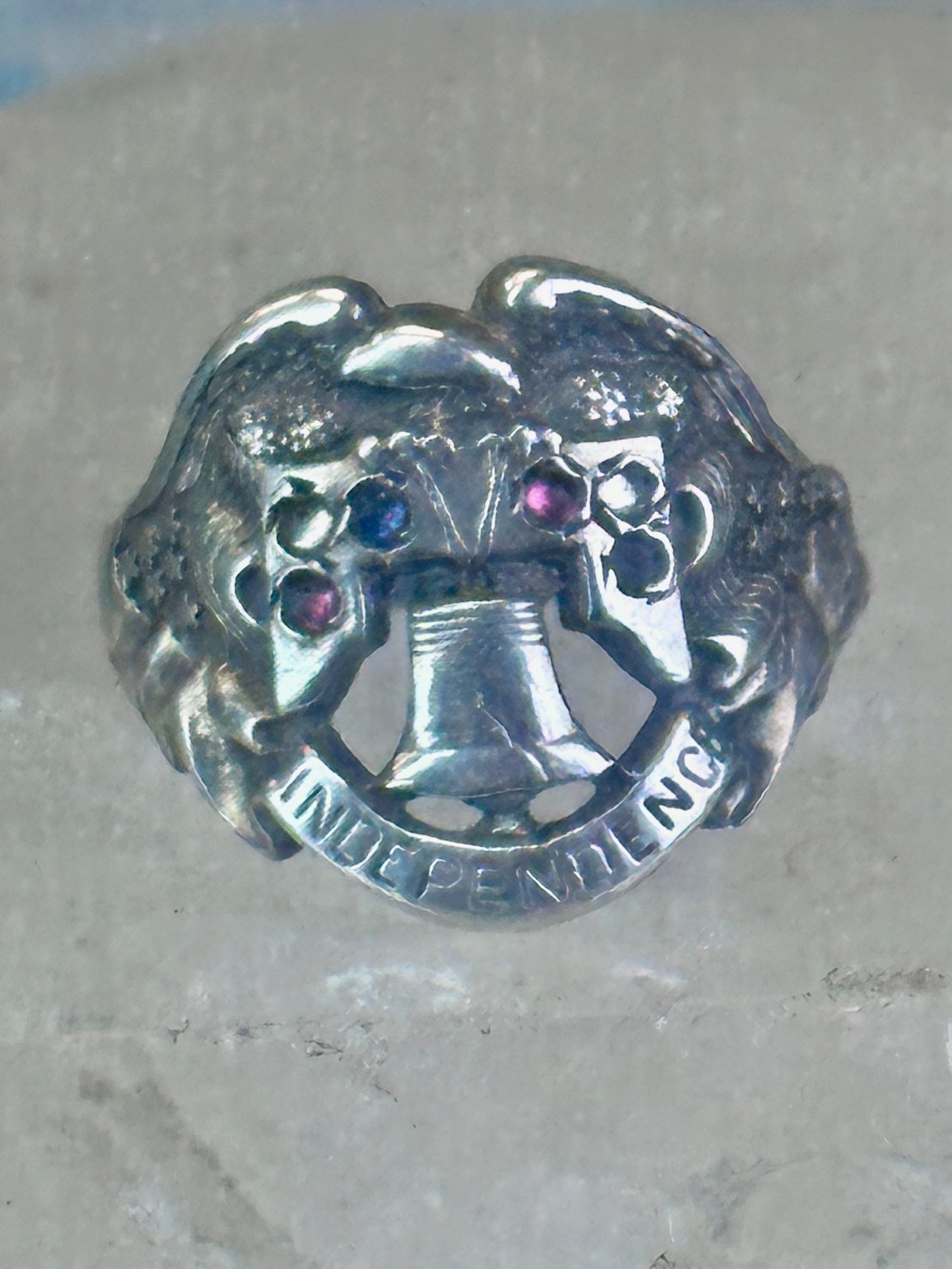 Eagle ring Liberty Bell Independence size 2.5 pinky Sterling silver women AS IS