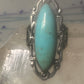 Long Turquoise ring Art Deco Peace size 6.5 sterling silver women girls