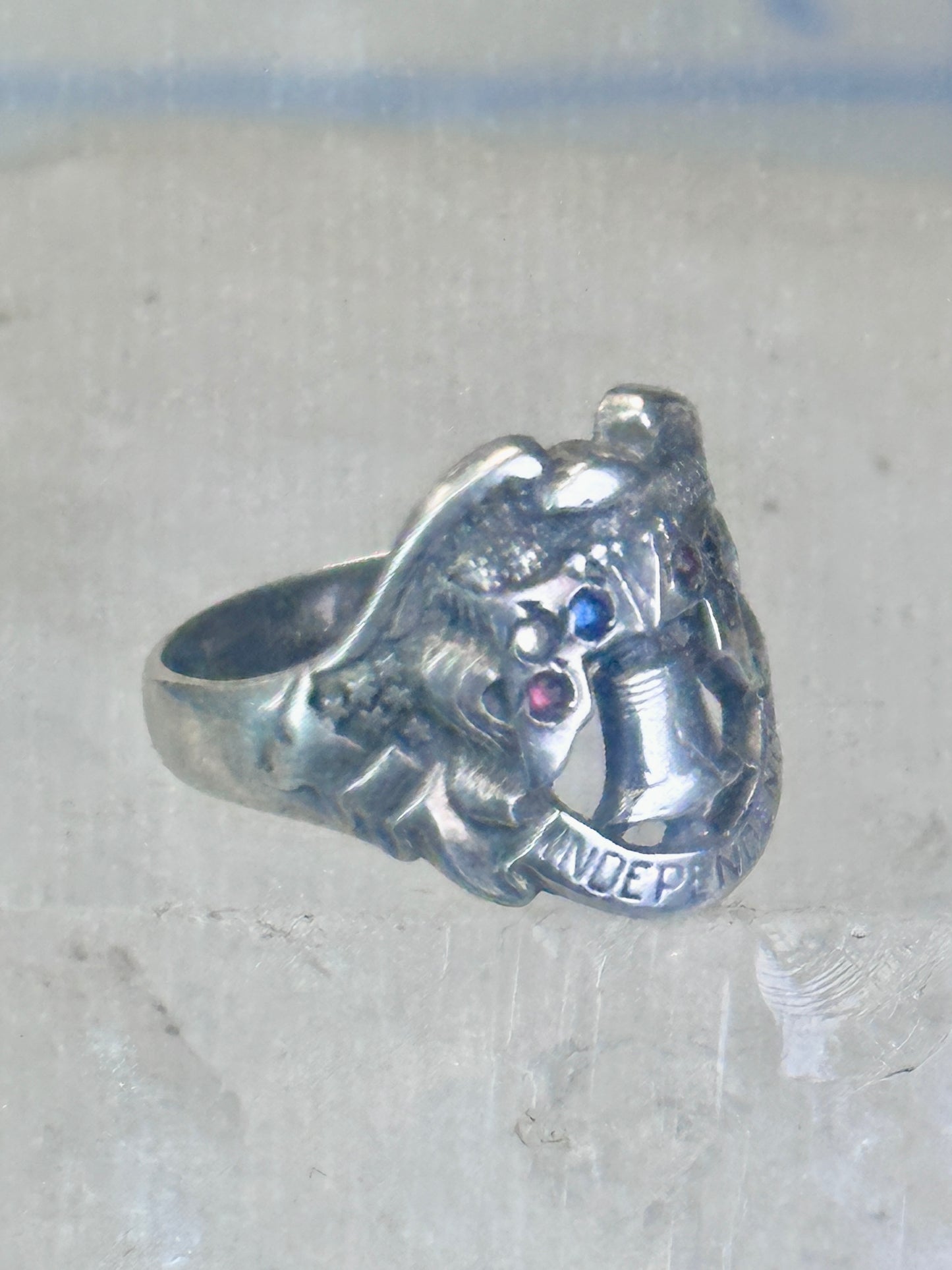 Eagle ring Liberty Bell Independence size 2.5 pinky Sterling silver women AS IS