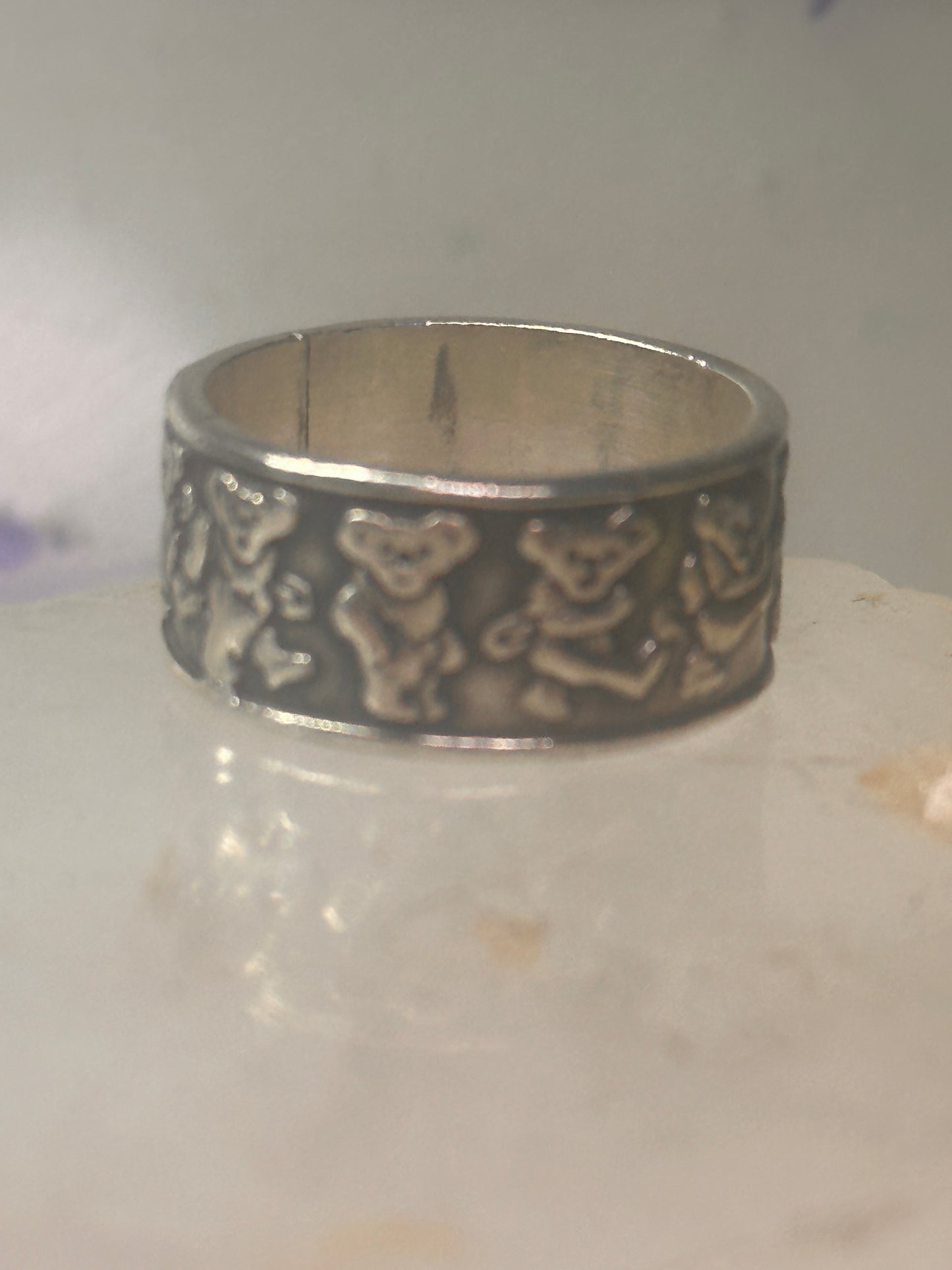 Marching Bears ring Bear band size 7.75 Mexico sterling silver men women